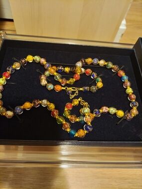 Stauer Multicolor Murano Glass Bead Necklace And Bracelet Set